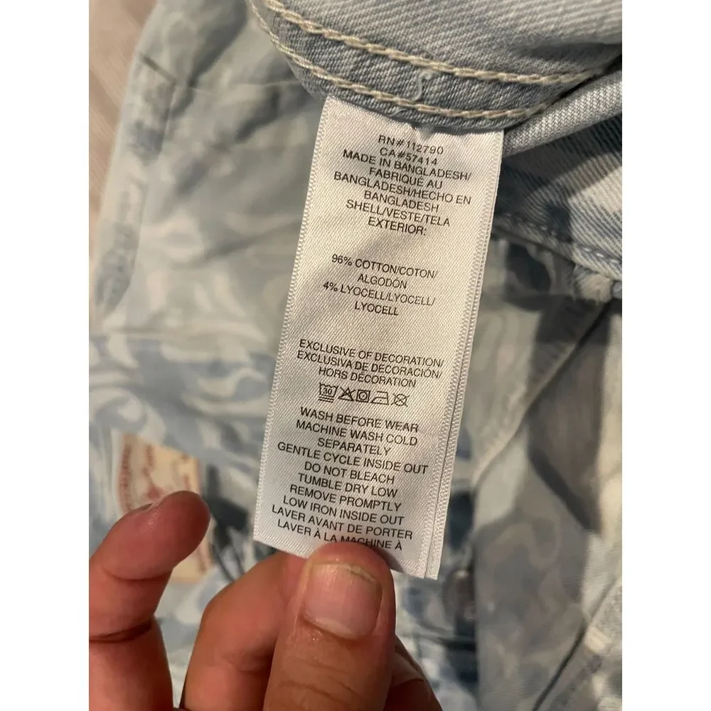 True Religion Jesse AOP Men’s L Logo Print Denim Trucker Jacket NWT msrp $184
